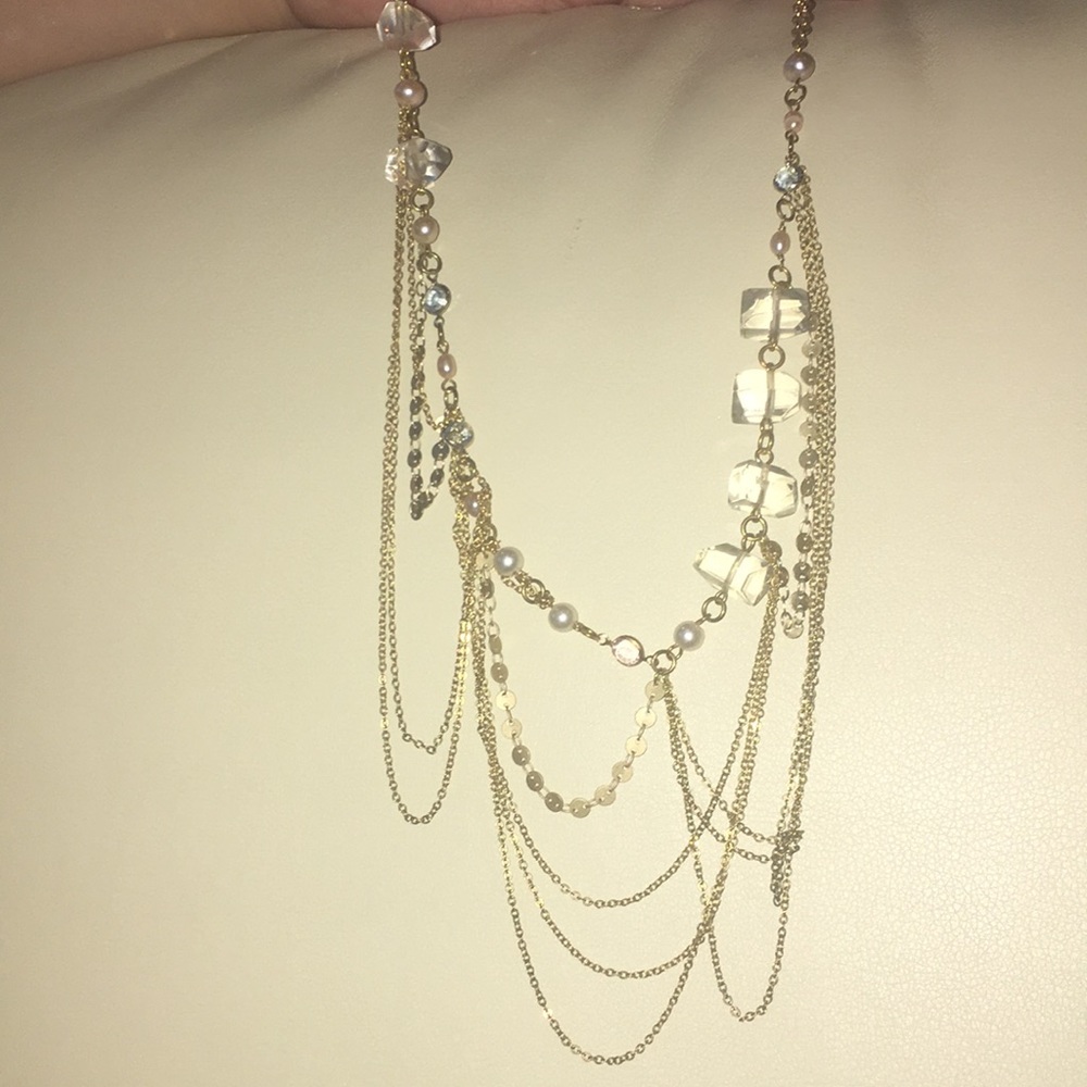 Anthropologie Gold, Gem, and Pearl Necklace